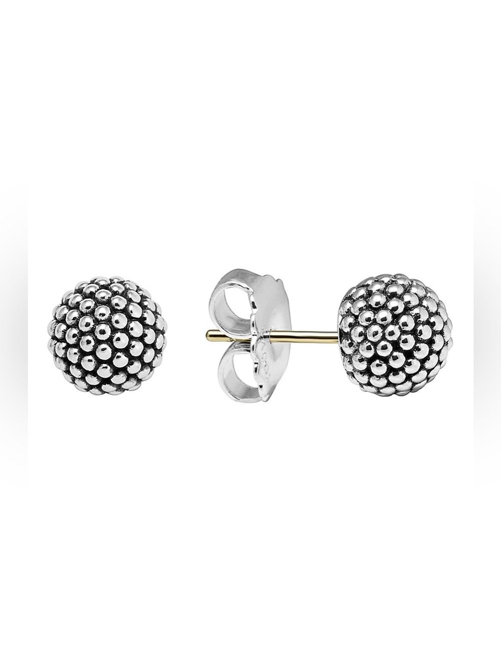 Lagos Caviar Sterling Silver 14K Posts Stud Earrings